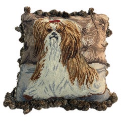 Dekoratives Nadelspitze-Kissen im Shih-Tzu-Design, Vintage