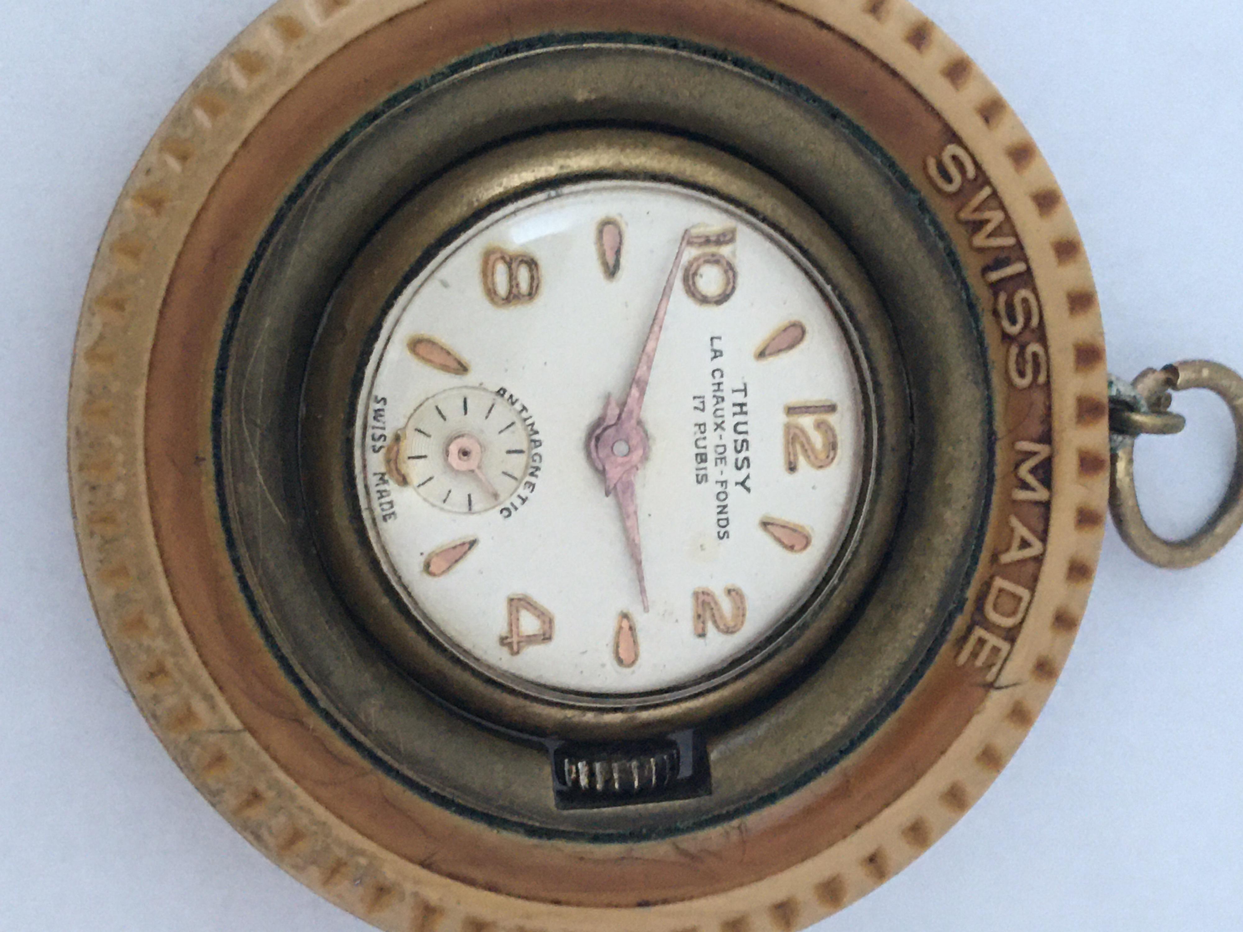 Vintage Thussy La Chaux-De-Fonds Mechanical Pendant Watch 4