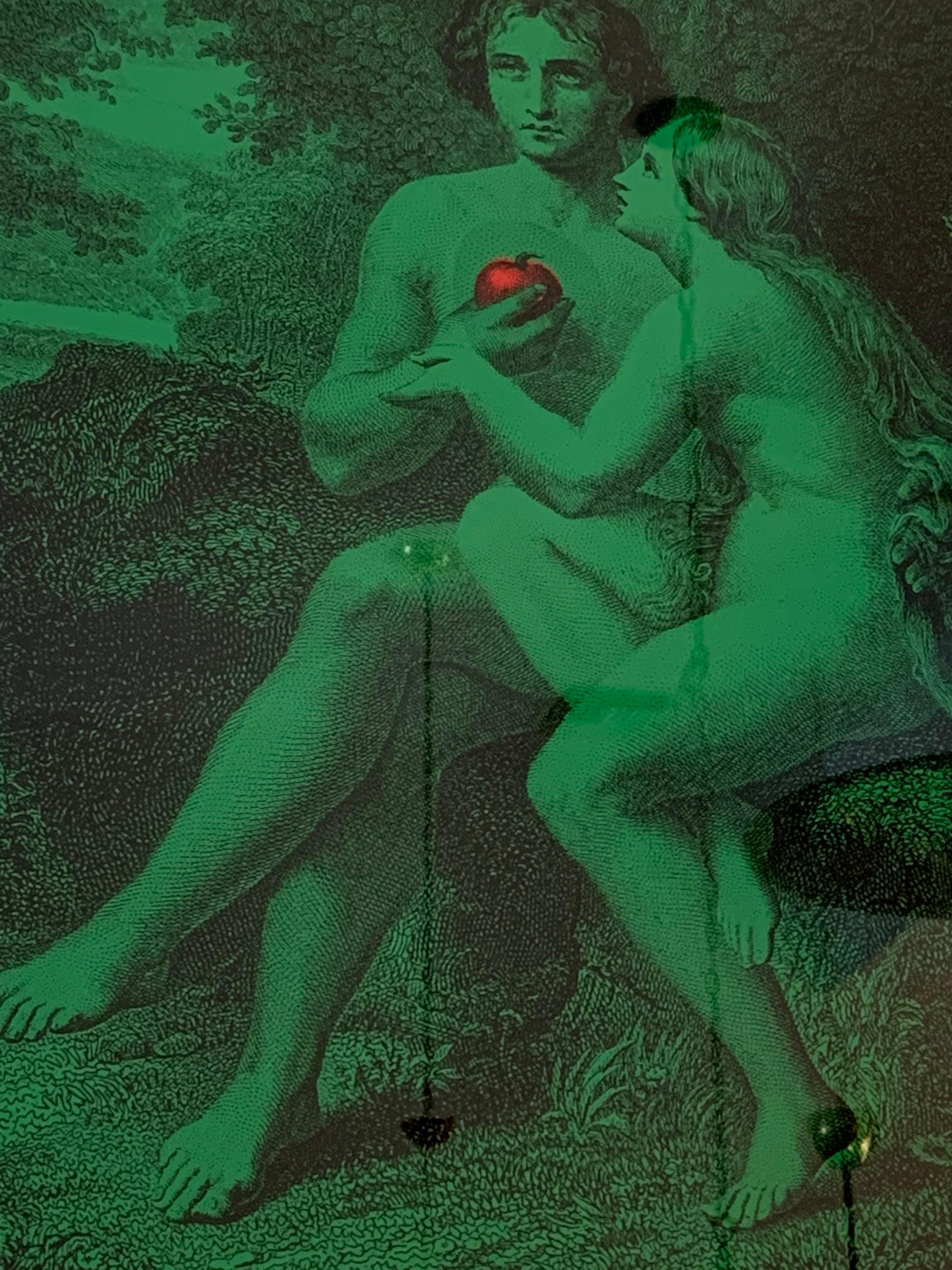 Vintage Tiber Press Framed Print, Adam & Eve In Excellent Condition In East Hampton, NY