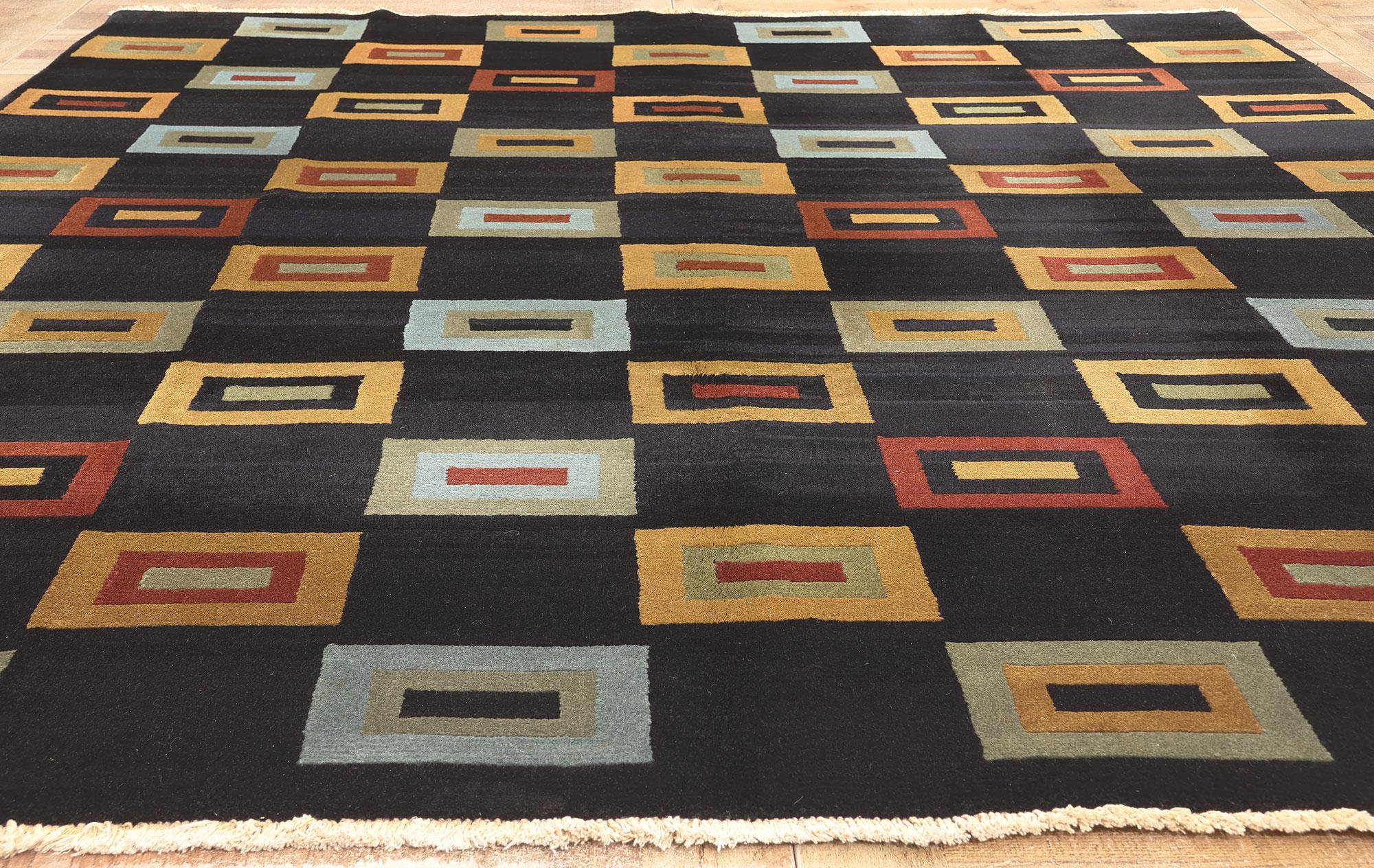 Wool Vintage Tibetan Rug, Cubism Meets Sublime Simplicity For Sale