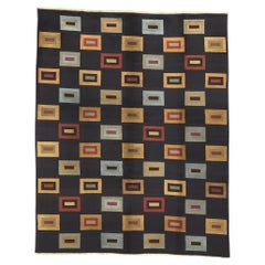 Tibetischer Teppich im postmodernen Douglas-Coupland-Stil mit kubistischem Muster