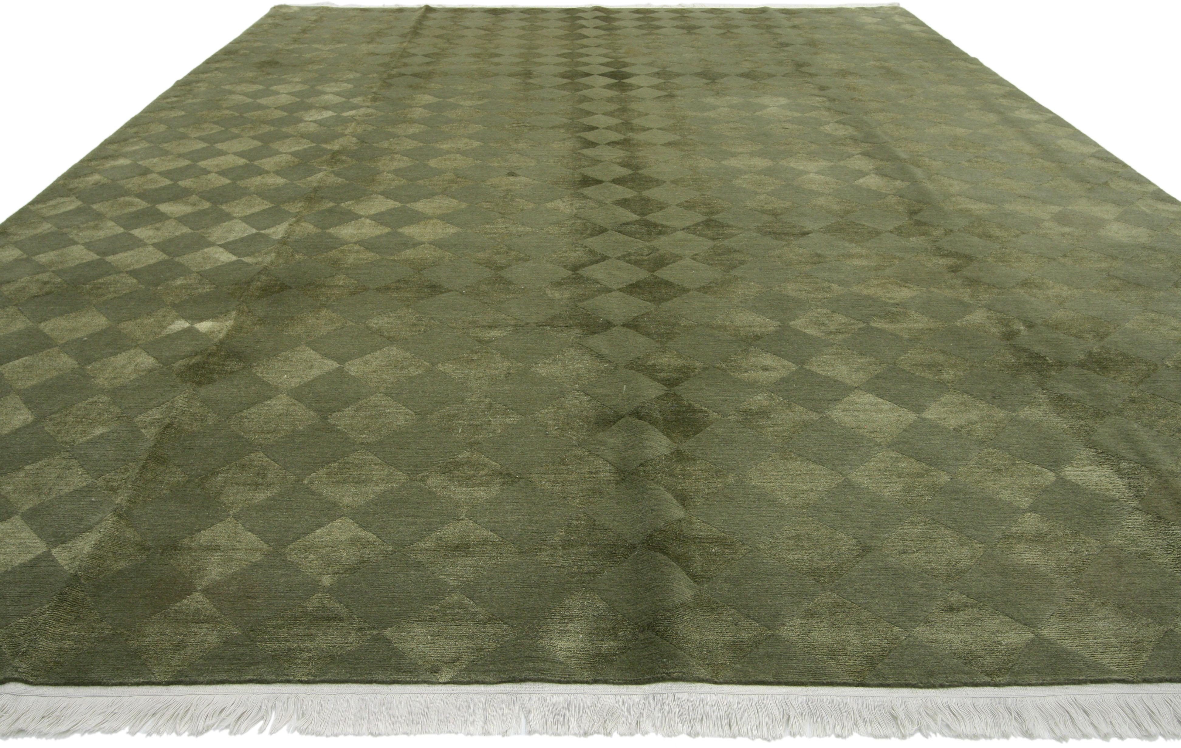 Tibetischer Teppich mit Diamant-Karo-Muster und Harlekin-Design (Moderne der Mitte des Jahrhunderts) im Angebot