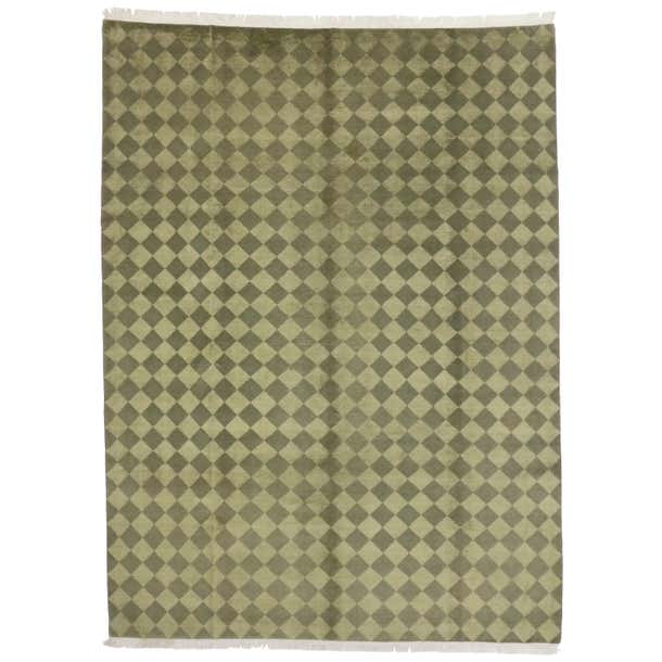 Vintage Tibetan Area Rug with Diamond Checkerboard Pattern, Harlequin ...