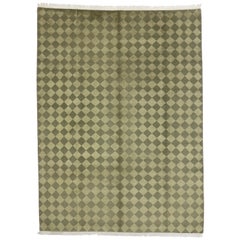 Tapis tibétain vintage à motif de damier en forme de losange, tapis à motif arlequin