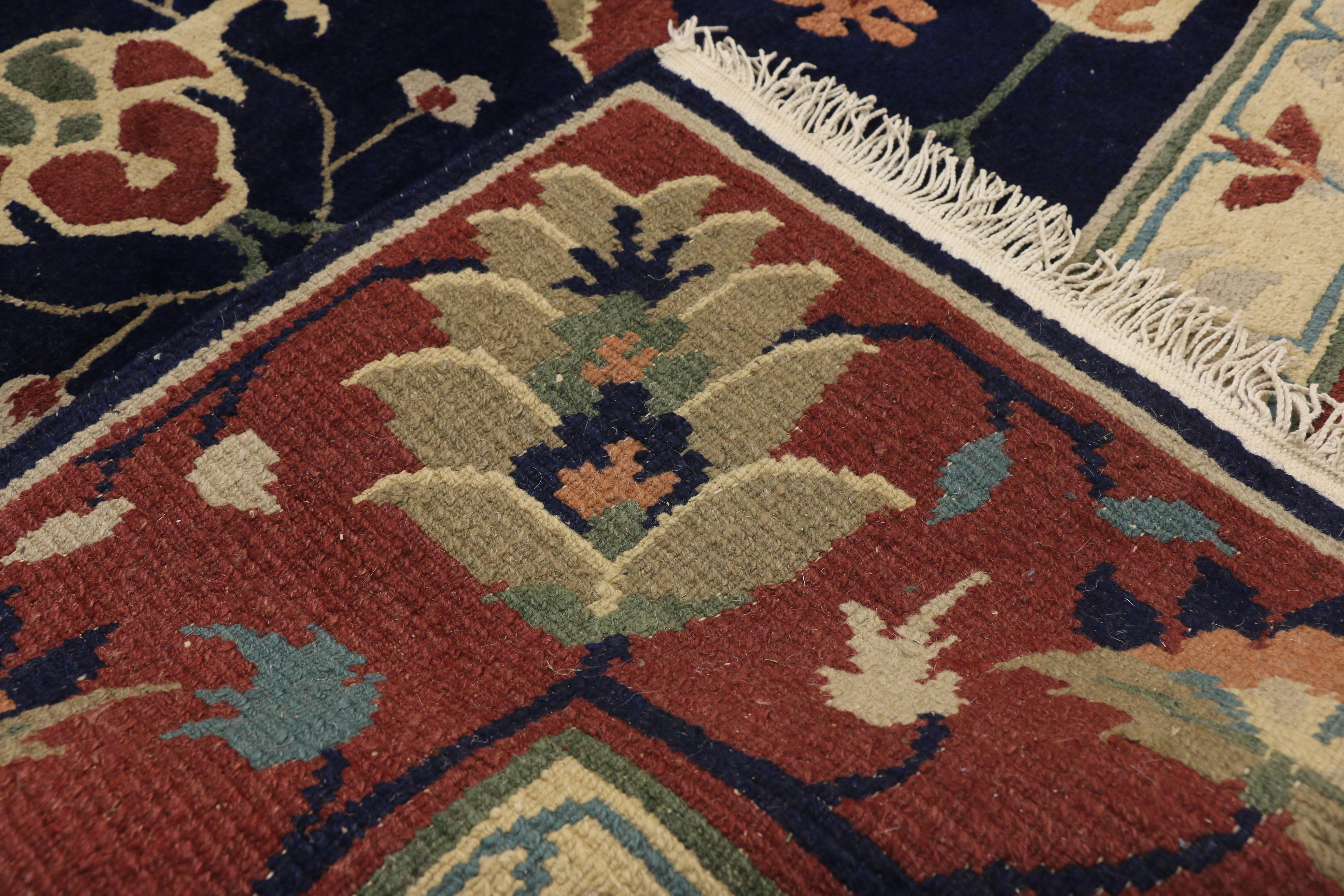 Vintage Tibetan Area Rug with Persian Serapi All Over Design In Good Condition For Sale In Dallas, TX