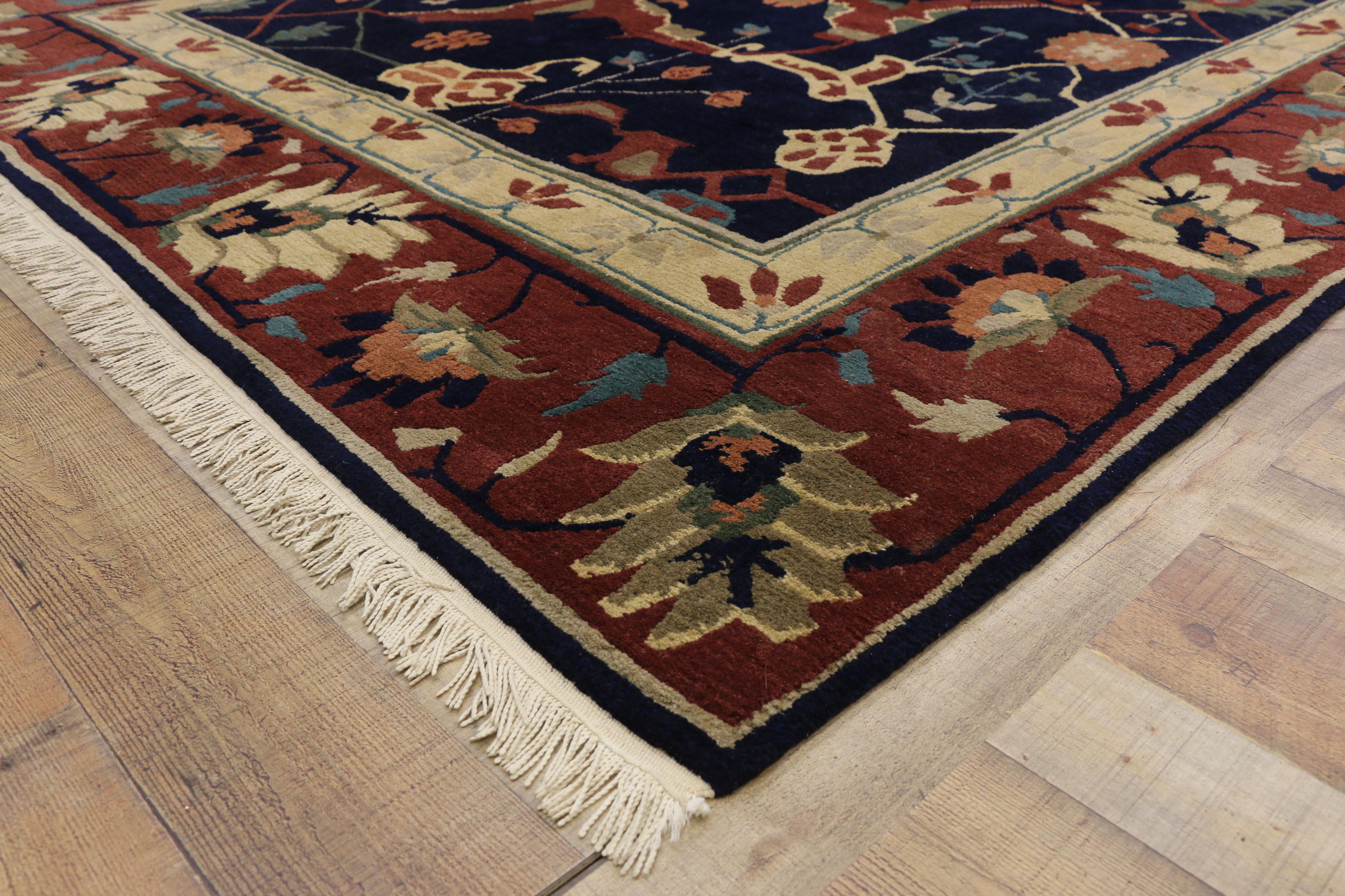 20th Century Vintage Tibetan Area Rug with Persian Serapi All Over Design For Sale
