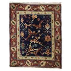 Tapis tibétain vintage avec motifs persans Serapi sur toute sa surface