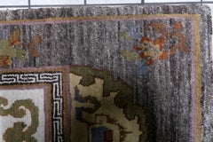 Vintage Tibetan Art Deco Khaden Rug with Pagoda Medallions 3.1' x 6.7' - 1C1243