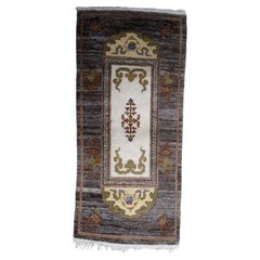 Vintage Tibetan Art Deco Khaden Rug with Pagoda Medallions 3.1' x 6.7' - 1C1243