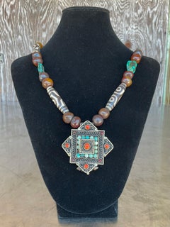 Vintage Tibetan Beaded Necklace with Turquoise