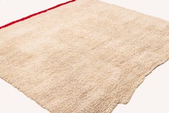 Vintage Tibetan Blanket, Wall Hanging, Rug with Red End Panel 6'2'' x 5'5''