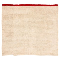 Vintage Tibetan Blanket, Wall Hanging, Rug with Red End Panel 6'2'' x 5'5''