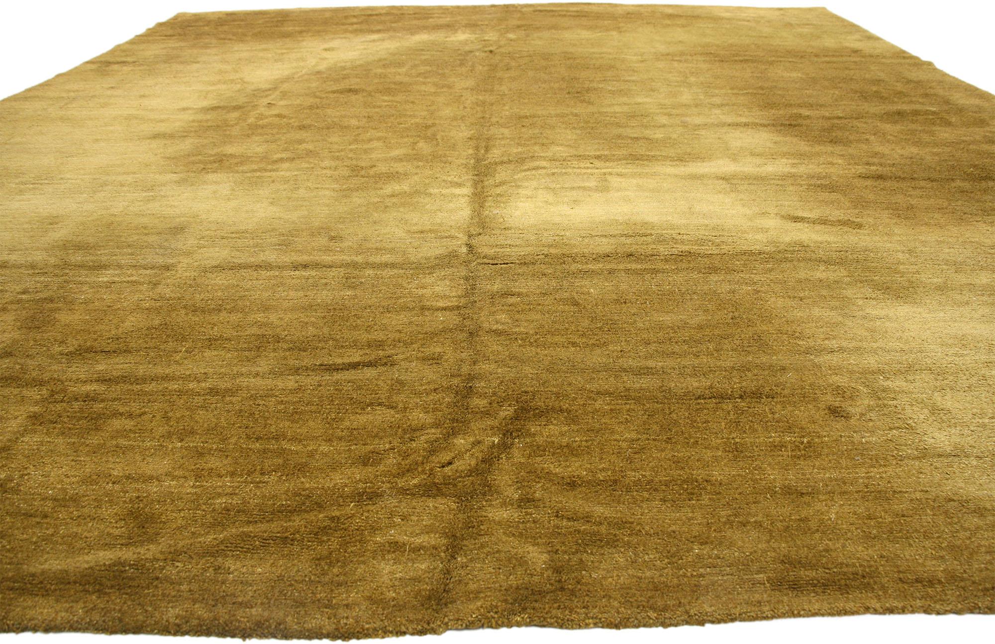 Hand-Knotted Vintage Tibetan Brown Rug with Minimalist Style For Sale