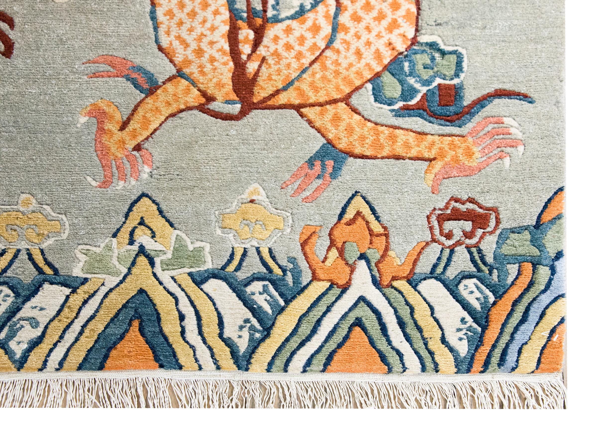 Vintage Tibetan Double-Dragon Rug For Sale 7