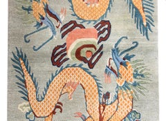 Vintage Tibetan Double-Dragon Rug