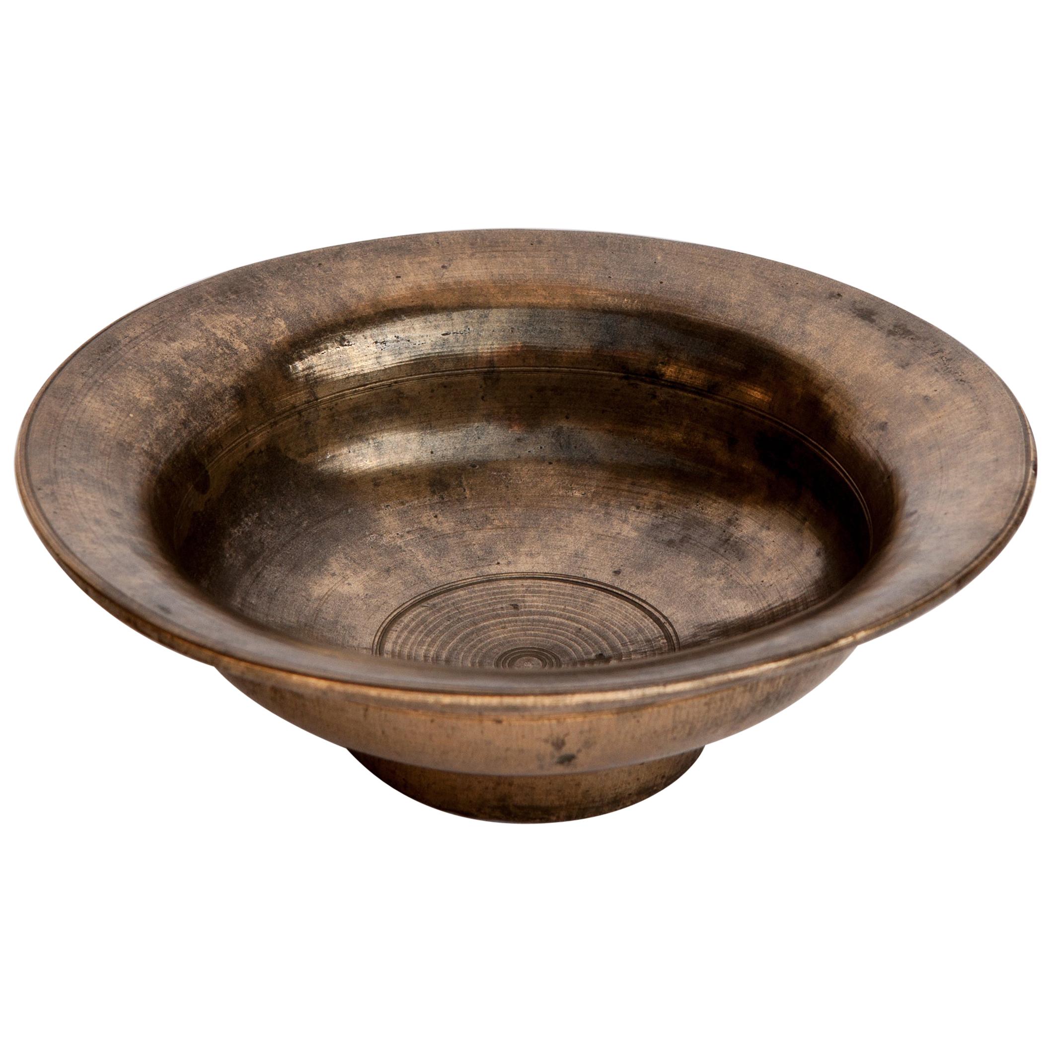 Vintage Tibetan / Nepali Tsampa Bowl, Bronze, Nepal, Mid-20th Century