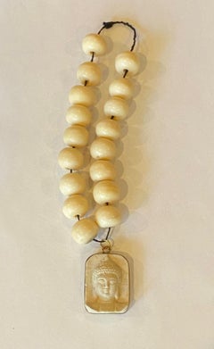 Vintage Tibetan Or Asian Buddha Head Bust Mala Bead Rosary Buddhist Bracelet