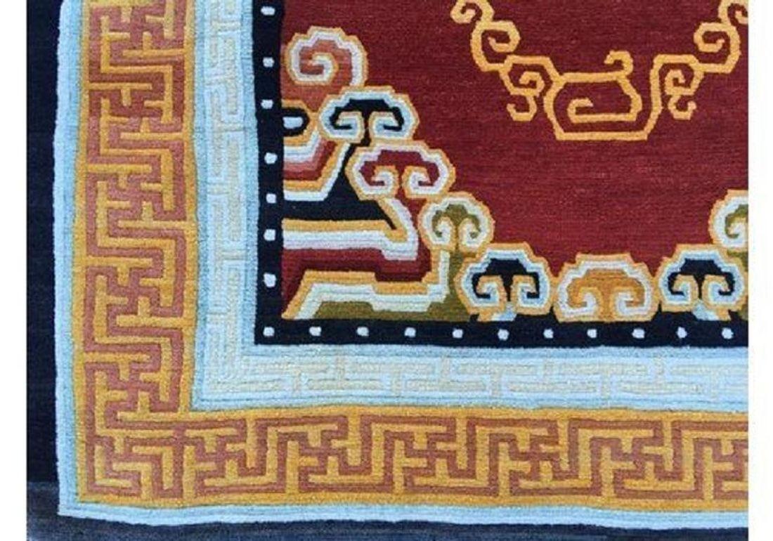Lana Tappeto tibetano vintage 2,11 m X 1,24 m in vendita