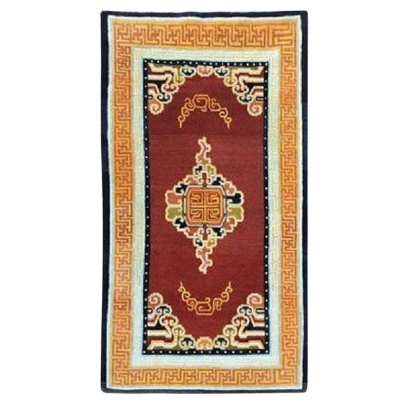 Tibetischer Vintage-Teppich 2,11 m X 1,24 m im Angebot