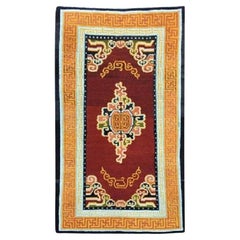 Tapis tibétain vintage 2,12 m x 1,24 m