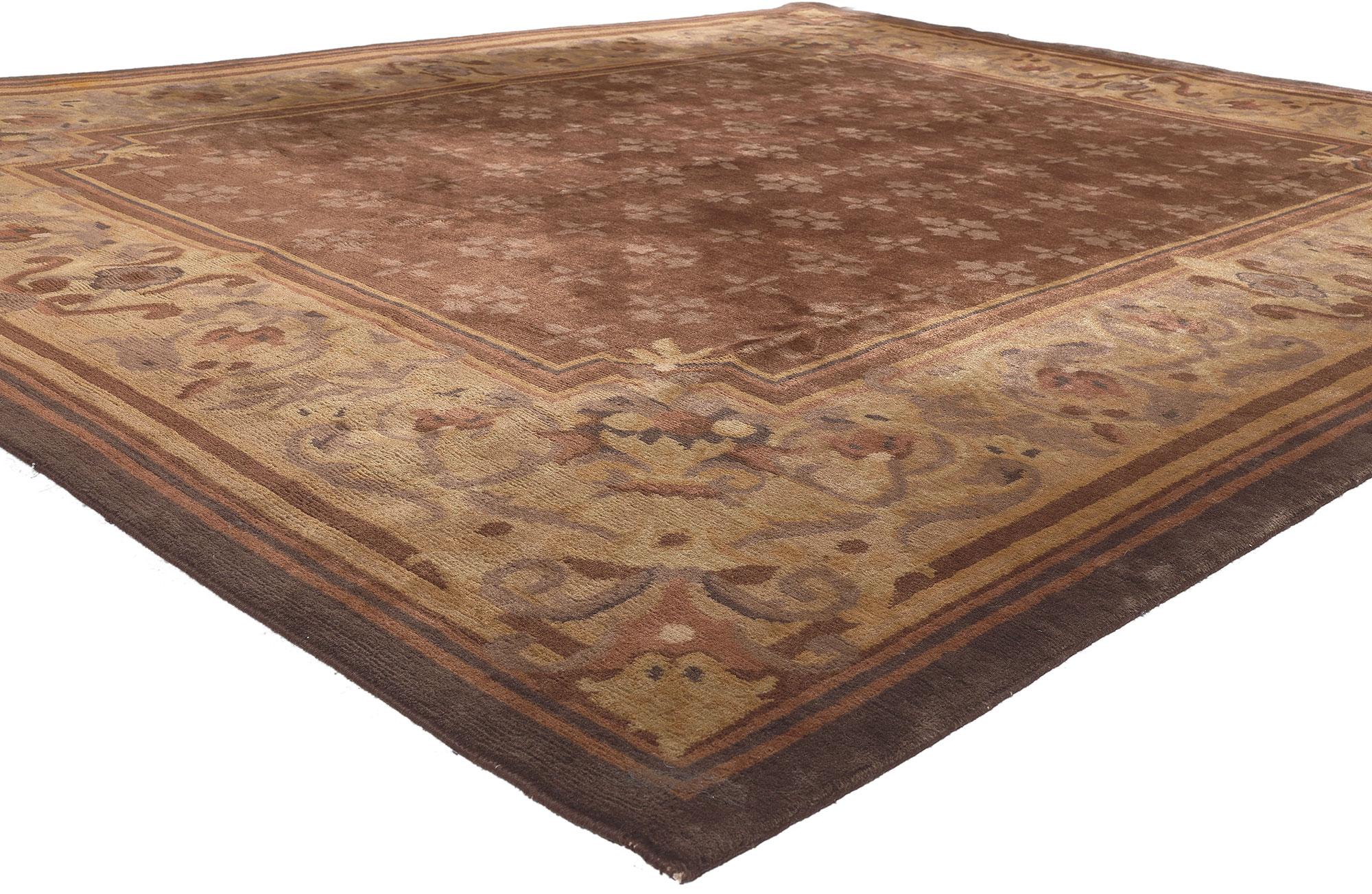 78458 Vintage Nepalese Tibetan Rug with Aubusson Design, 07'08 x 09'11.
Earth-tone elegance collides with traditional sensibility in this vintage Tibetan rug. The intricate Aubusson design and earthy colors woven into this piece work together