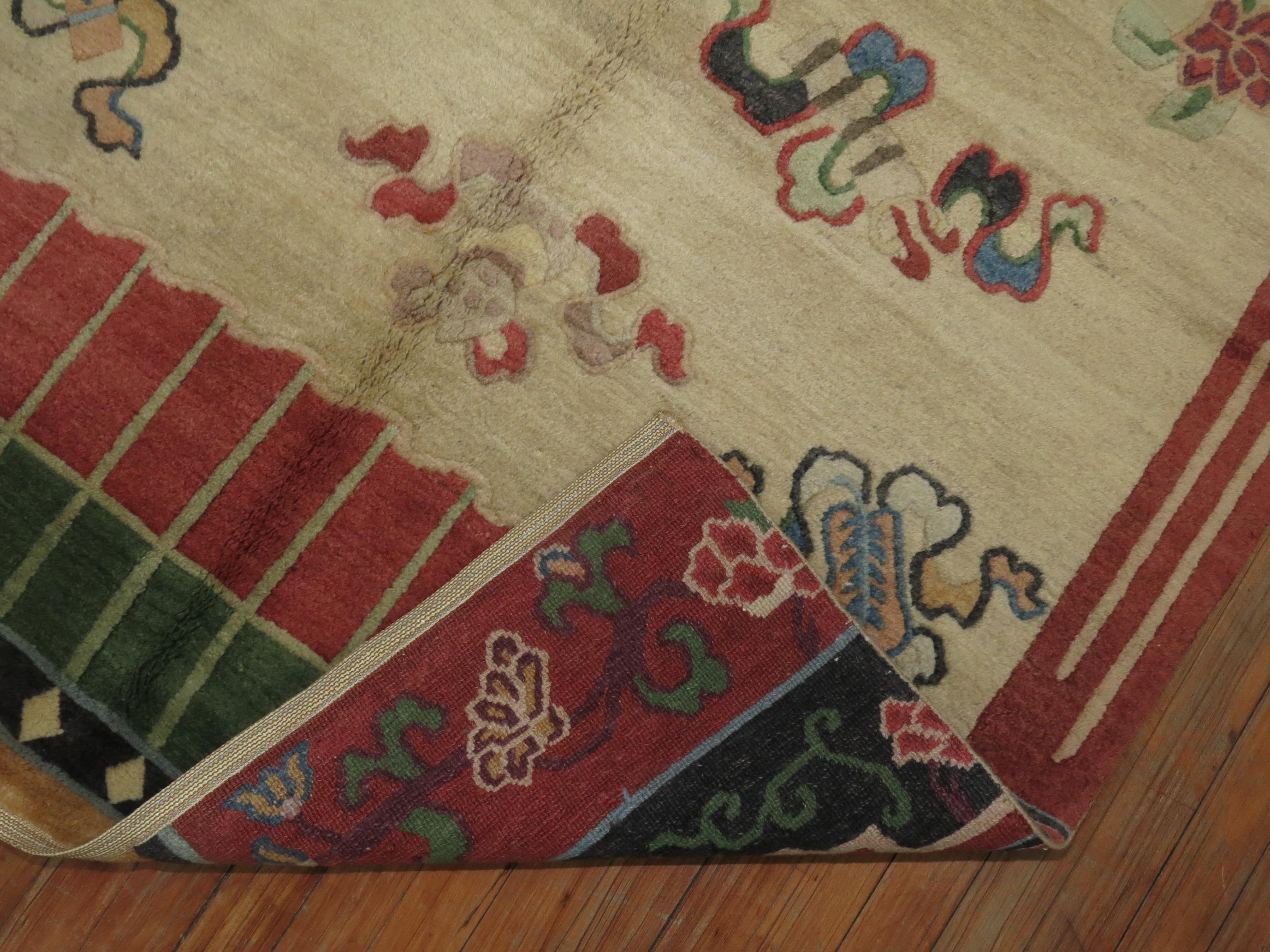 Chinese Export Vintage Tibetan Rug
