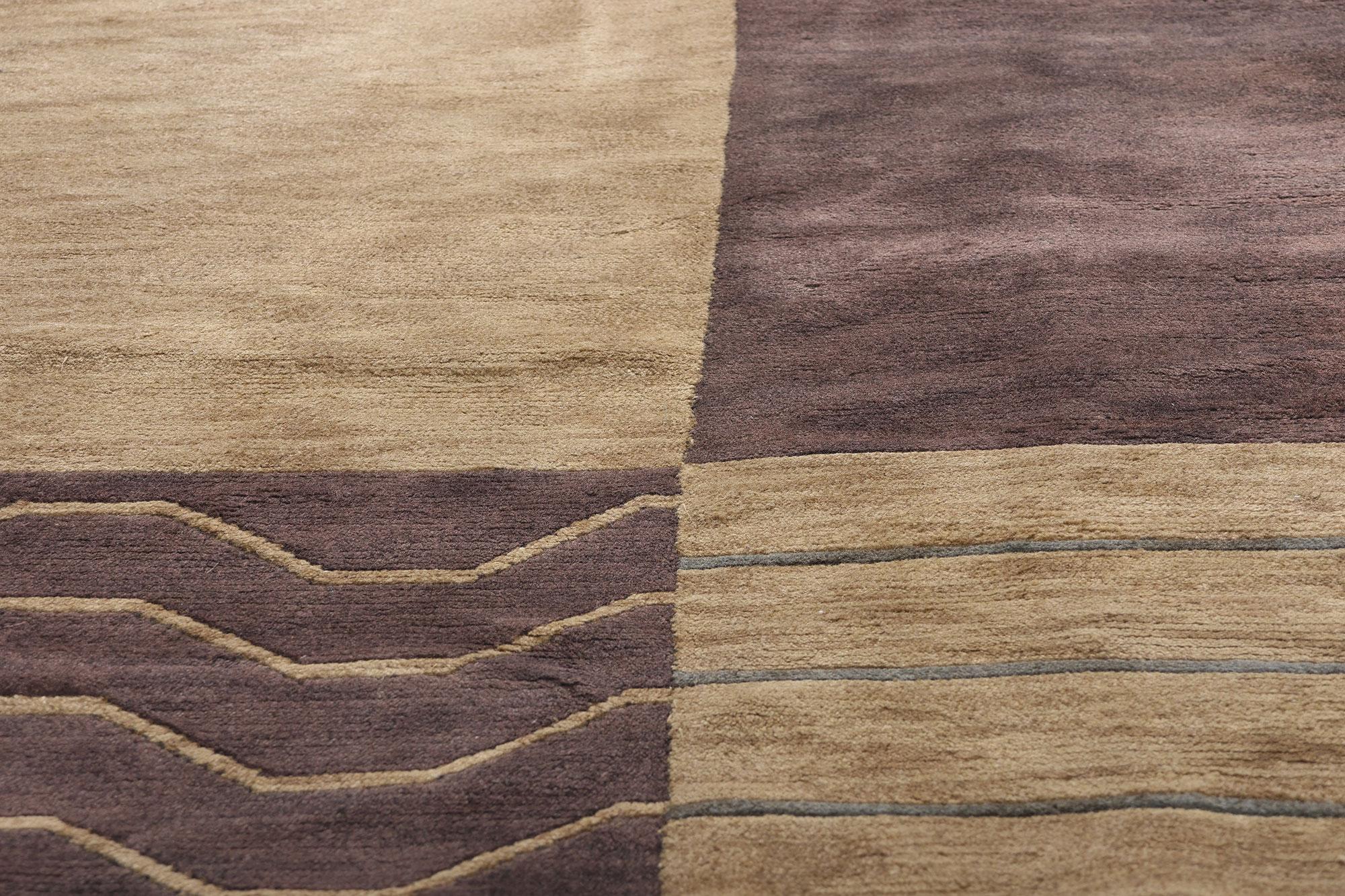 Noué à la main Tapis tibétain des années 1970 au style The Moderns en vente