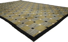 Vintage Tibetan Rug with Checkered Square Pattern and Modern Style