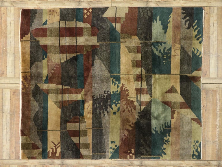 Vintage Tibetan Rug with Modern Abstract Biophilic Design For Sale at ...