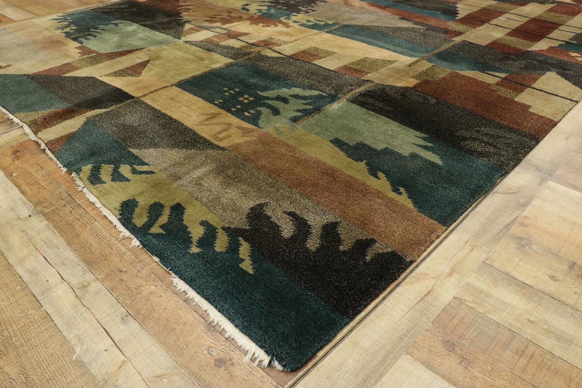 Biophiler Bauhaus-Tibet-Teppich aus den 1970ern mit organischer Modernität (20. Jahrhundert) im Angebot