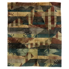 Vintage Tibetan Rug with Modern Abstract Biophilic Design