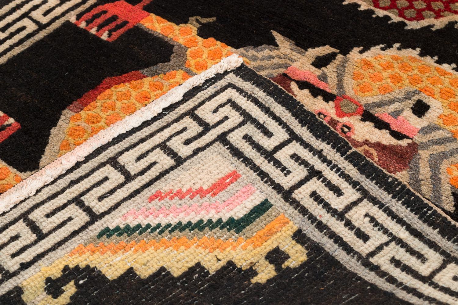 Vintage Tibetan Rug with Two Dragons In Excellent Condition For Sale In New York, NY