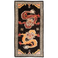 Vintage Tibetan Rug with Two Dragons