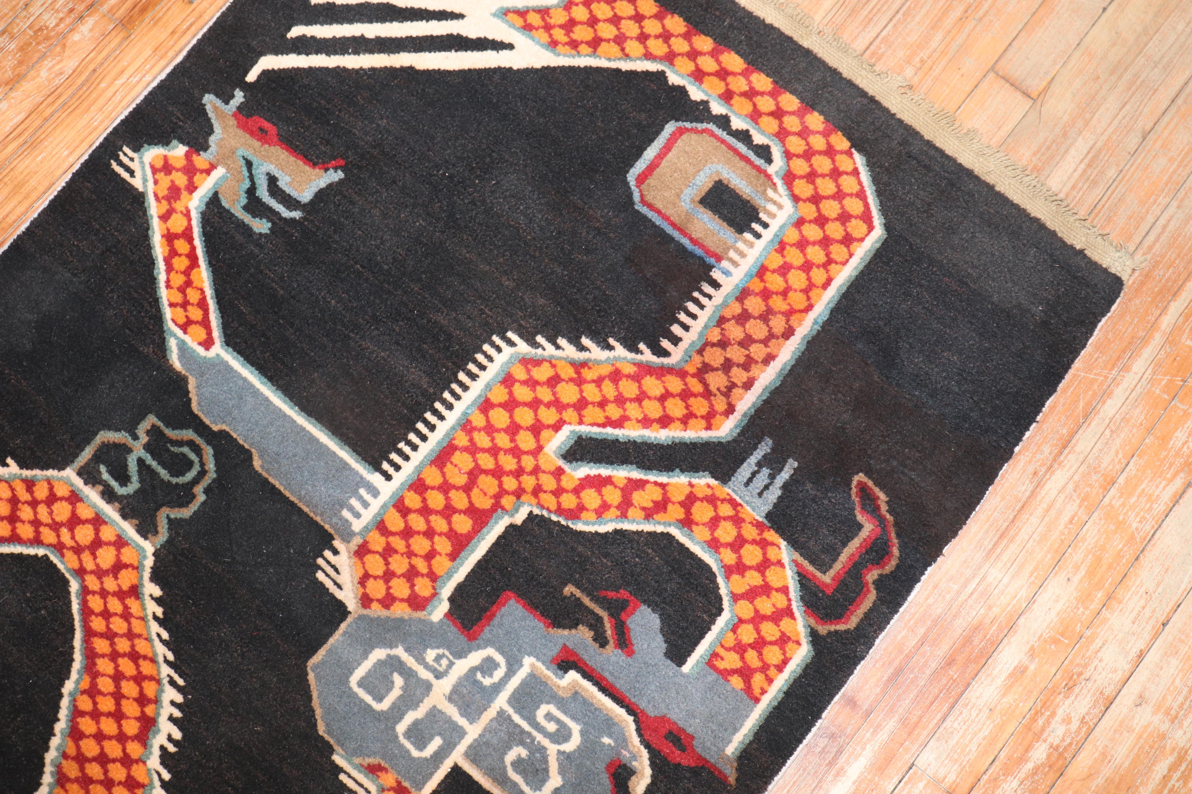 Art Deco Vintage Tibetan Scatter Carpet For Sale