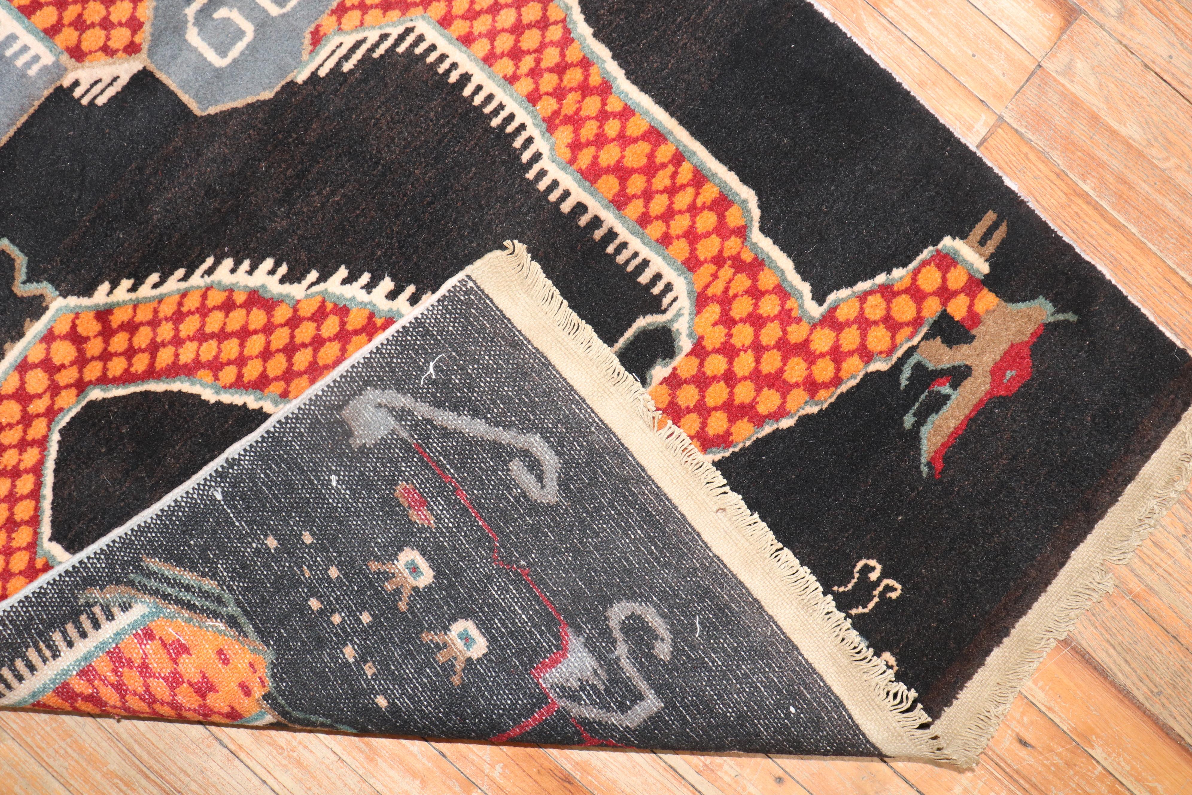 Turkish Vintage Tibetan Scatter Carpet For Sale
