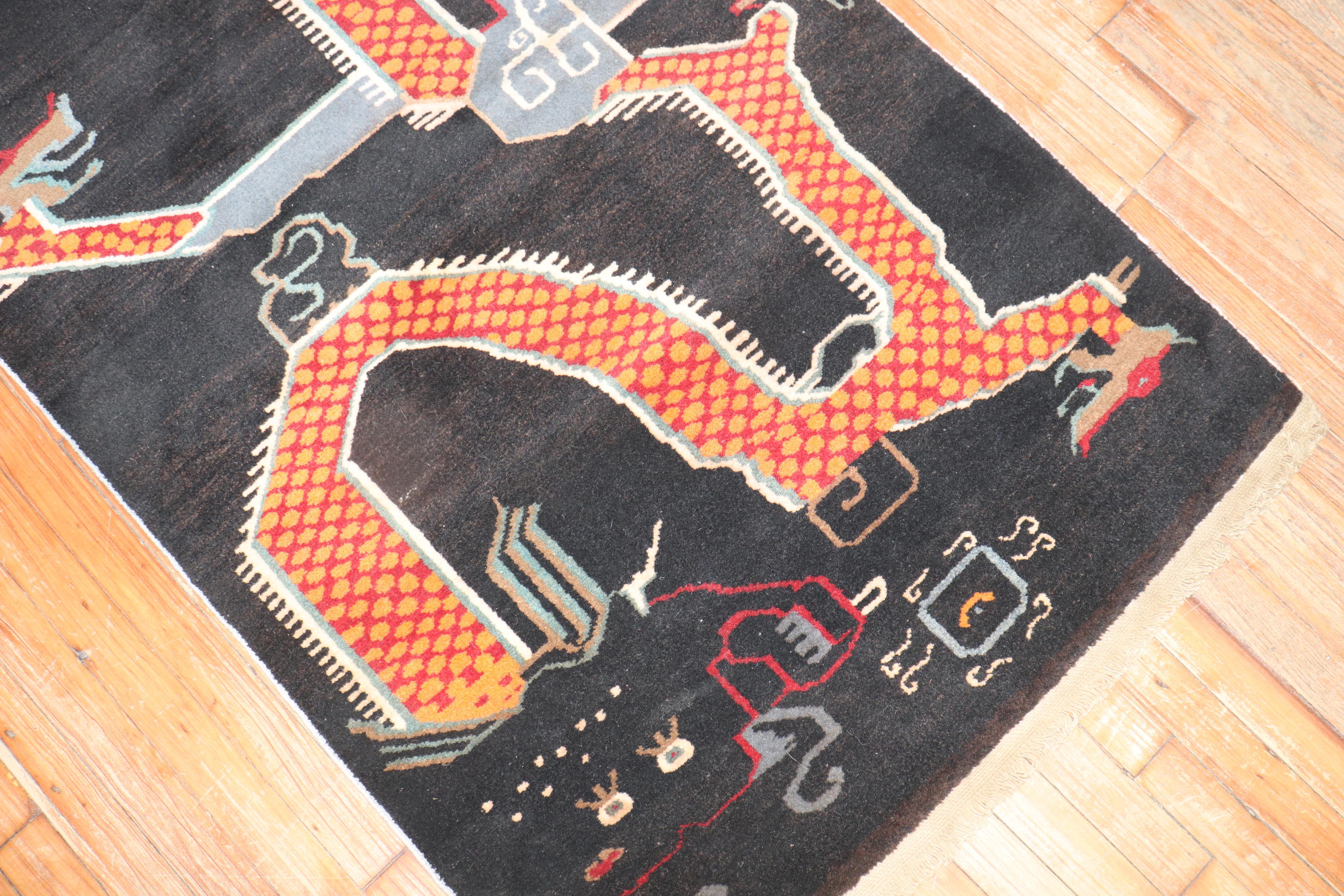 Hand-Woven Vintage Tibetan Scatter Carpet For Sale