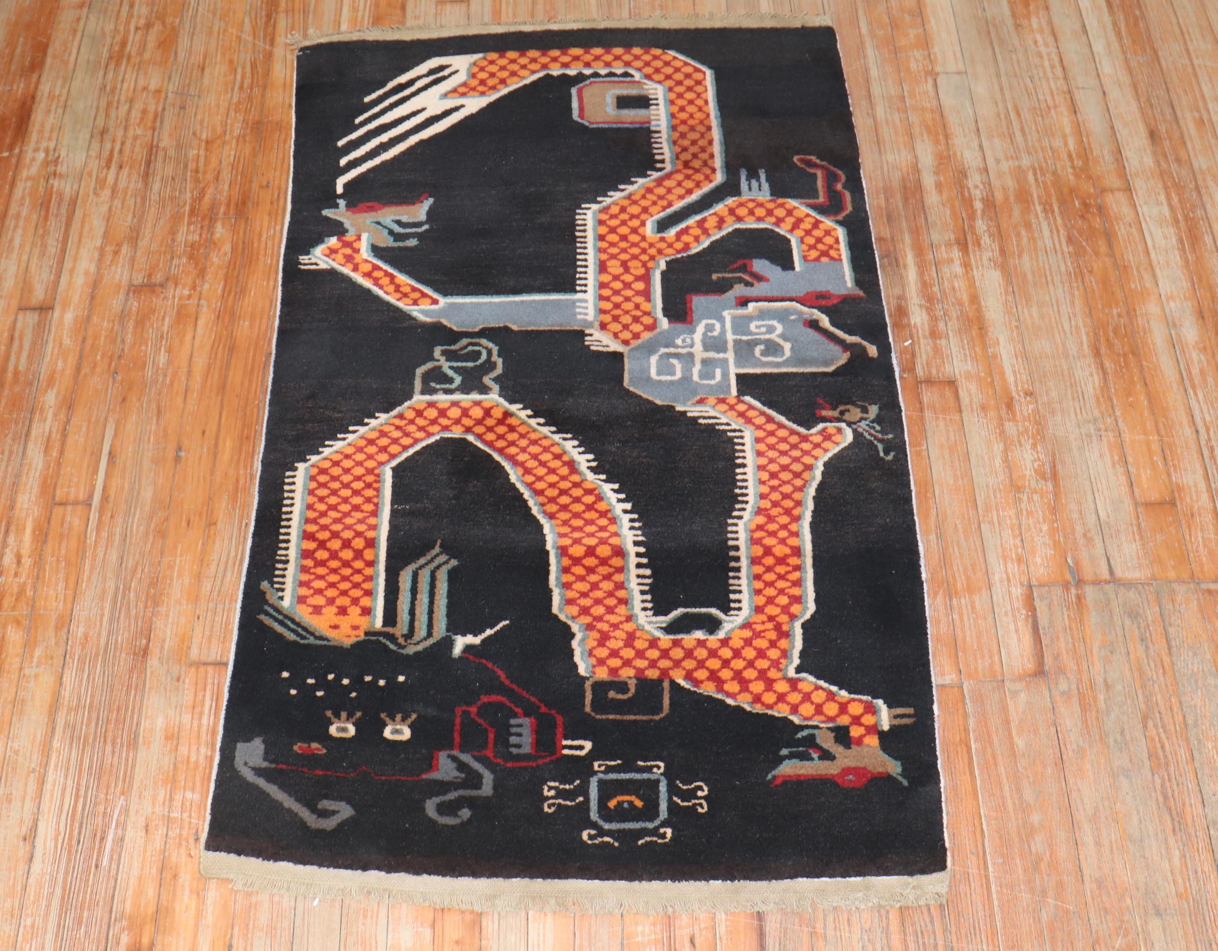 20th Century Vintage Tibetan Scatter Carpet For Sale