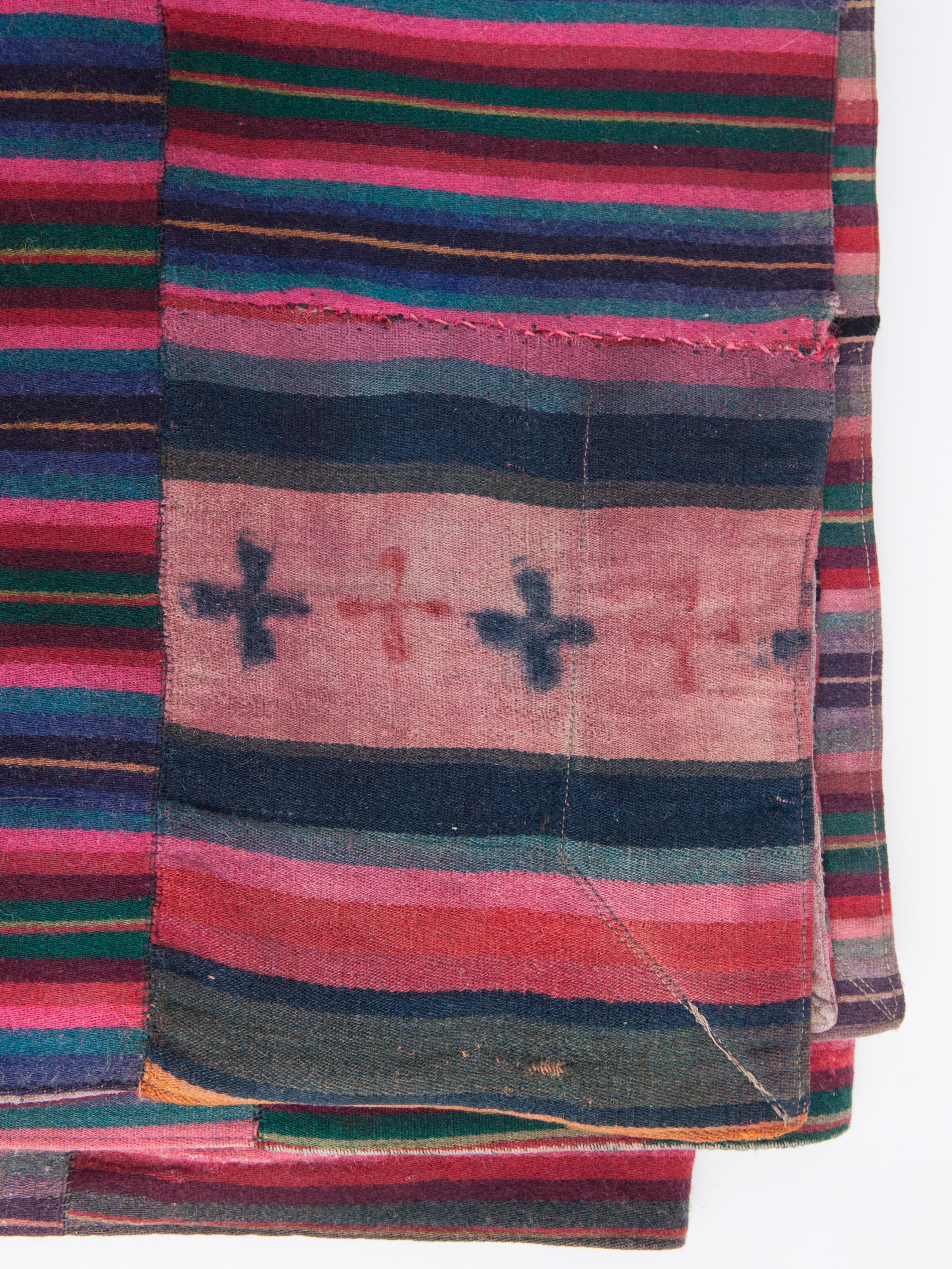 Bhutanese Vintage Tibetan Style Blanket from Bhutan, Wool, Mid-20th Century
