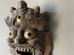 Vintage Tibetan Style Wooden Tribal Mask