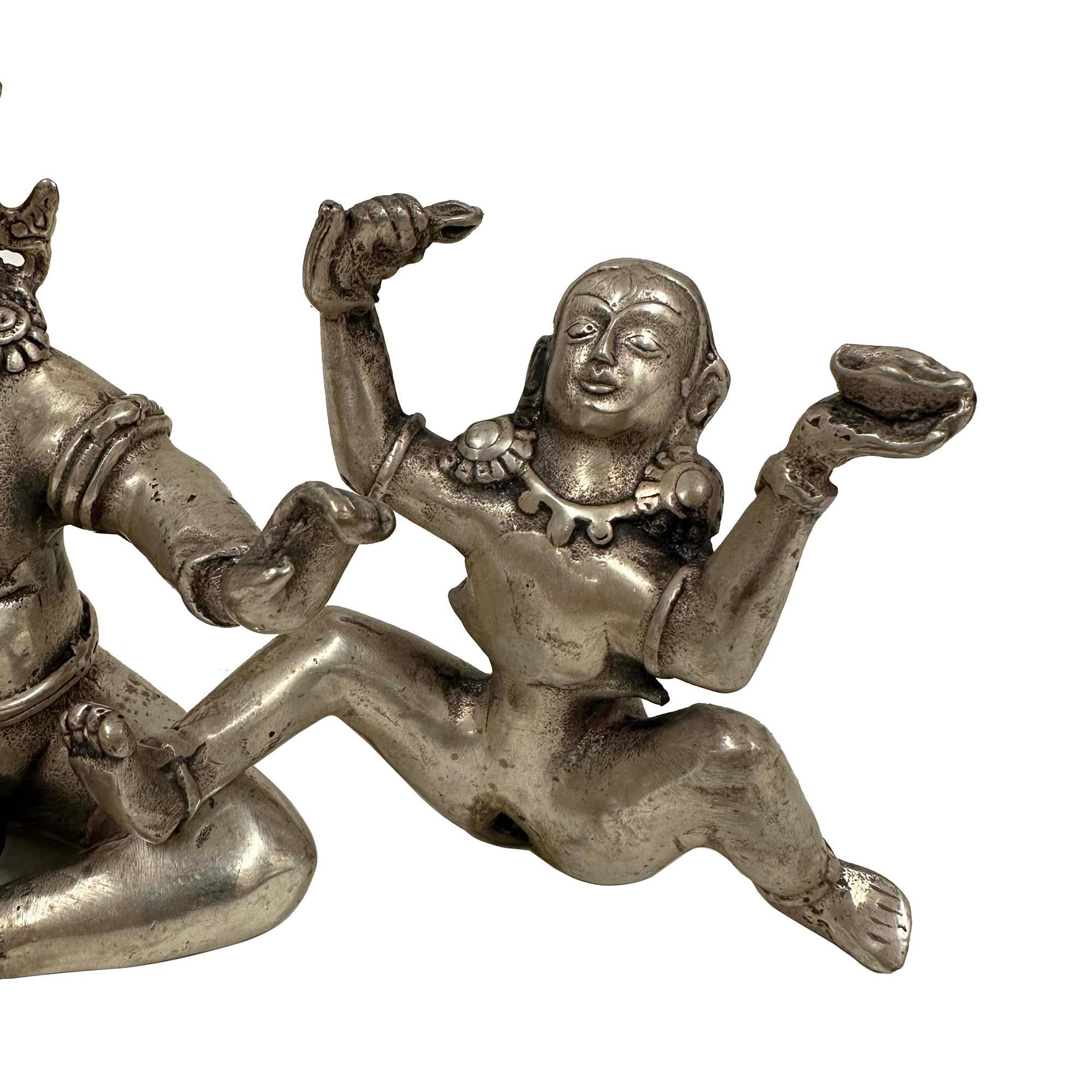 Vintage Tibetan Tantra Buddhism Hevajra Yab-Yum Buddha Statue For Sale 3