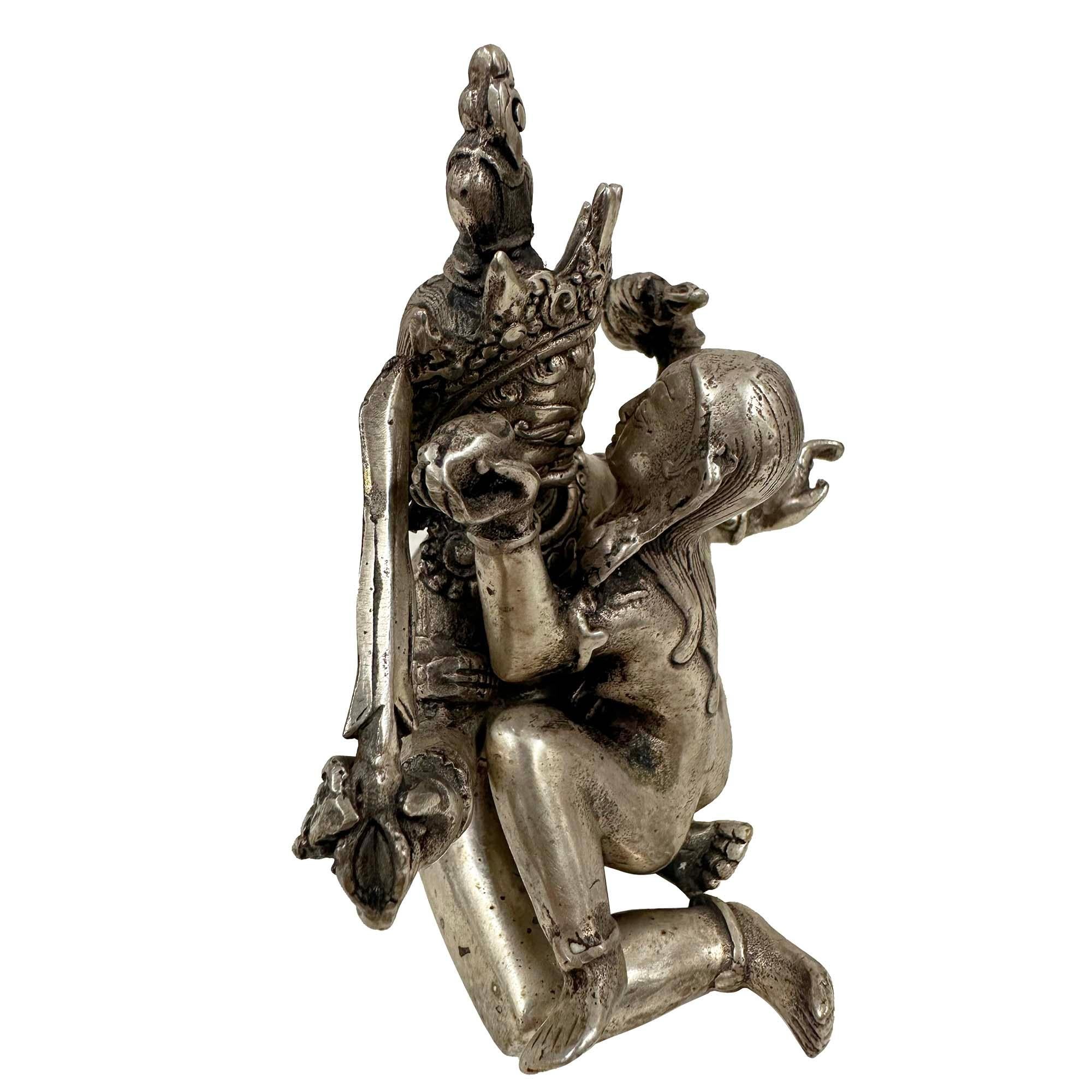 Vintage Tibetan Tantra Buddhism Hevajra Yab-Yum Buddha Statue For Sale 4