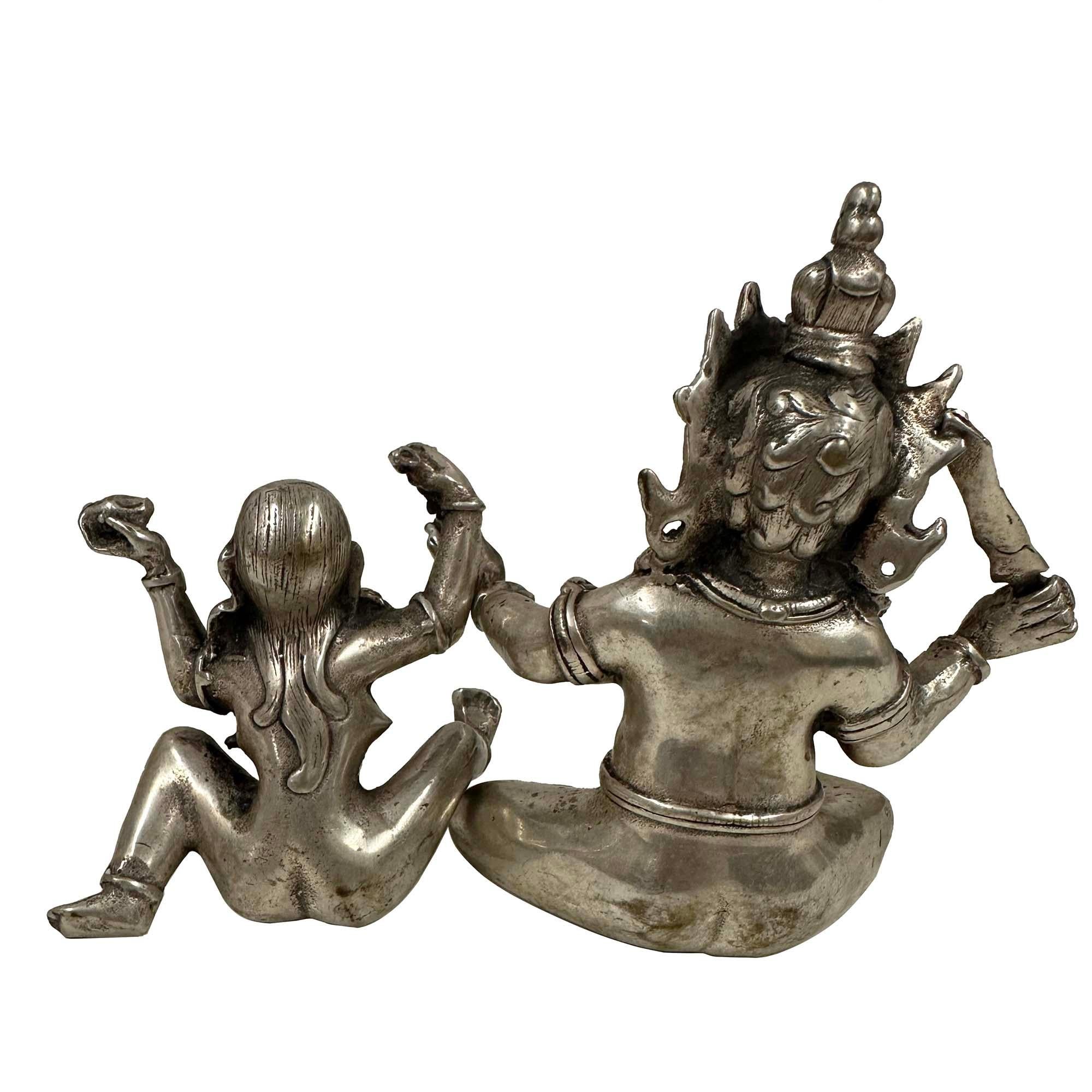 Vintage Tibetan Tantra Buddhism Hevajra Yab-Yum Buddha Statue For Sale 5