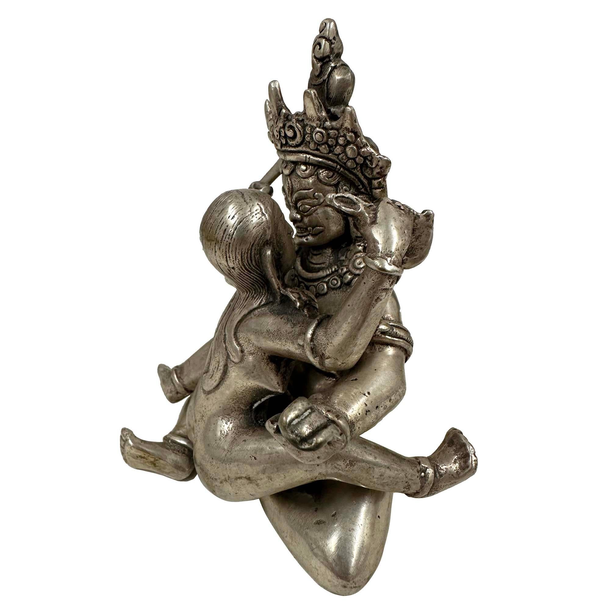 Chinese Export Vintage Tibetan Tantra Buddhism Hevajra Yab-Yum Buddha Statue For Sale