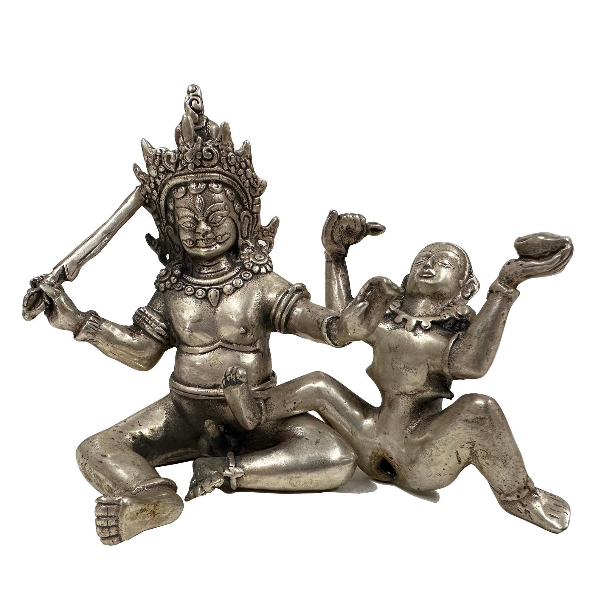 20th Century Vintage Tibetan Tantra Buddhism Hevajra Yab-Yum Buddha Statue For Sale