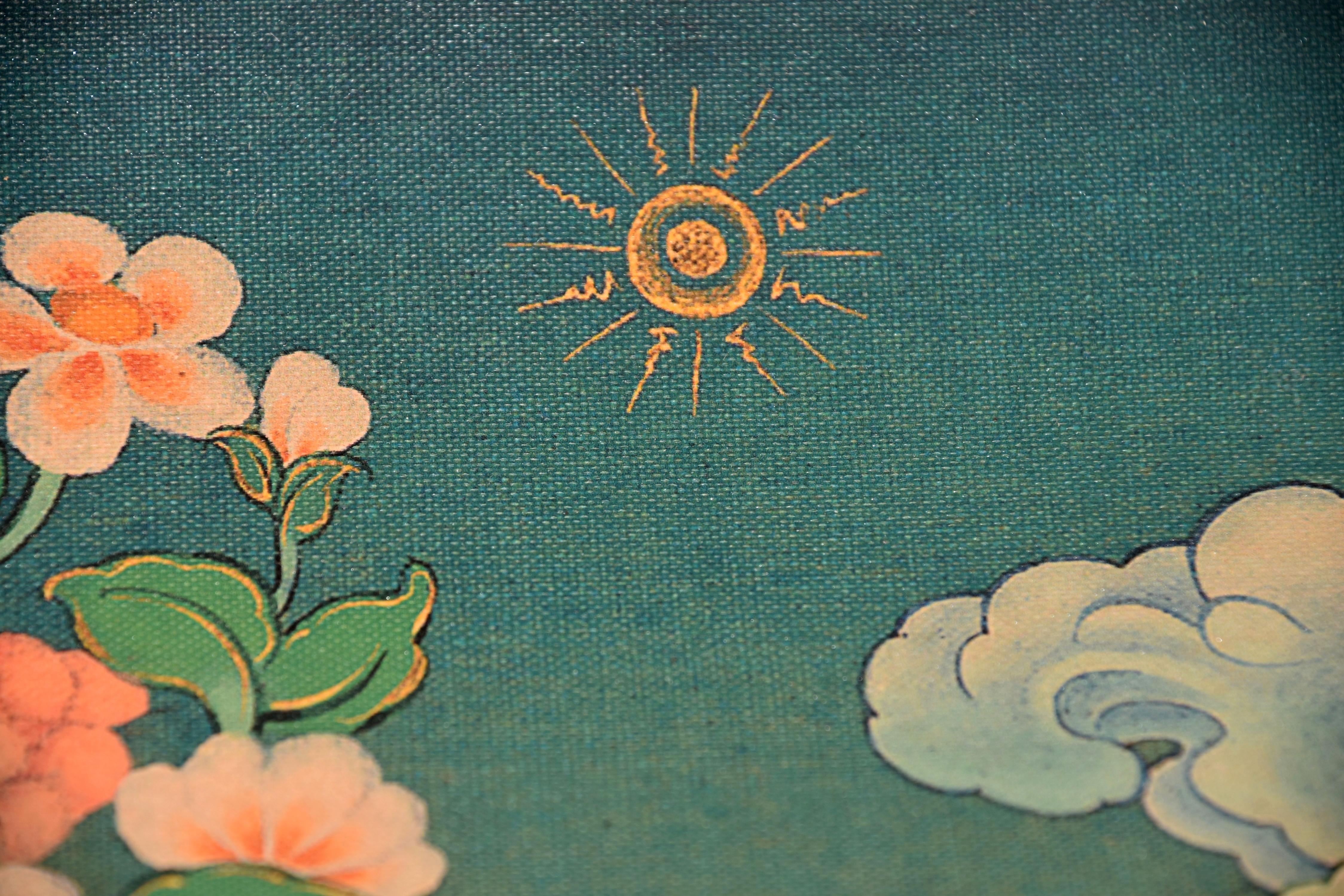 Vintage Tibetan Thangka Manjushree on Linen 8