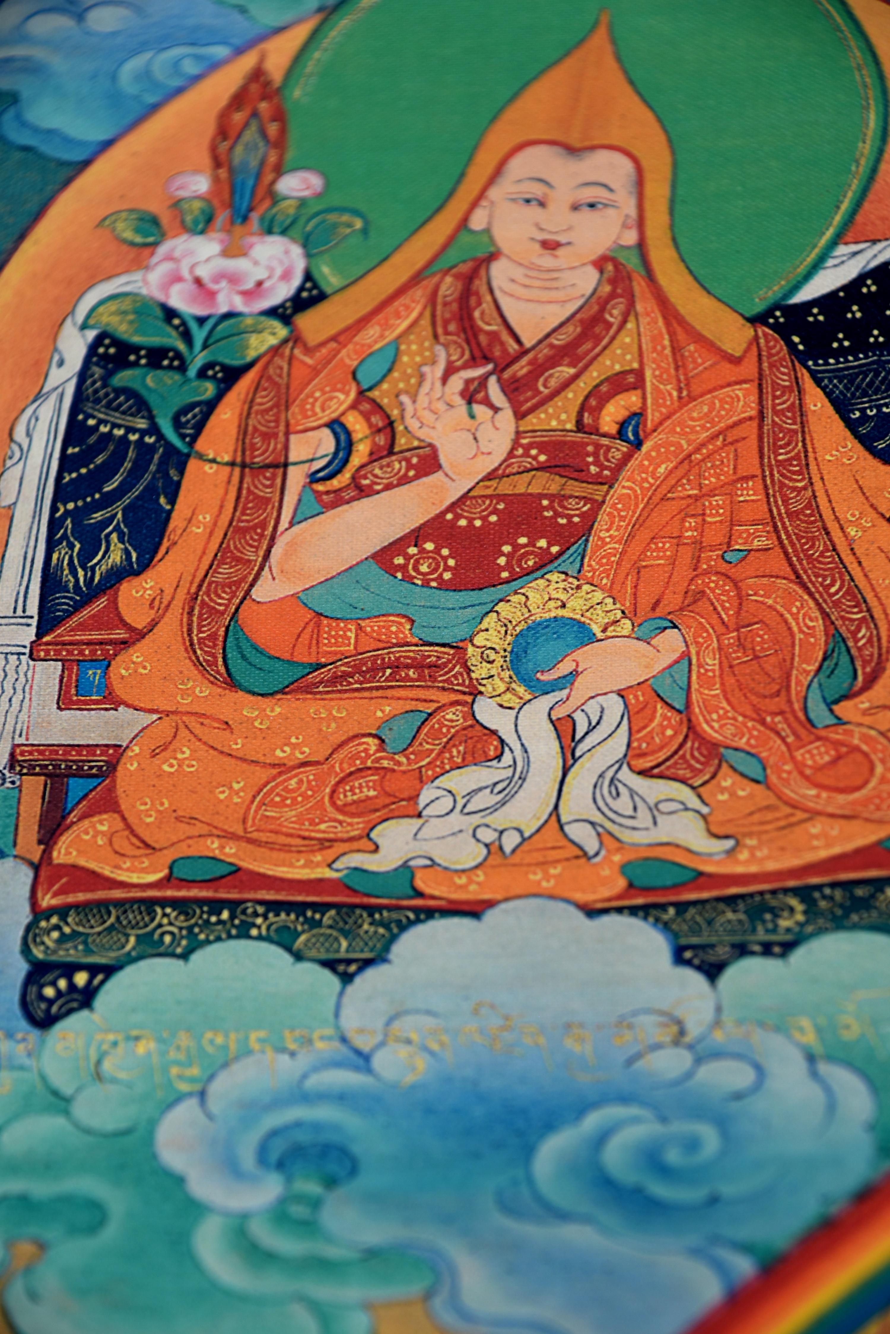 Vintage Tibetan Thangka Manjushree on Linen 13