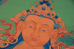 Vintage Tibetan Thangka Manjushree on Linen