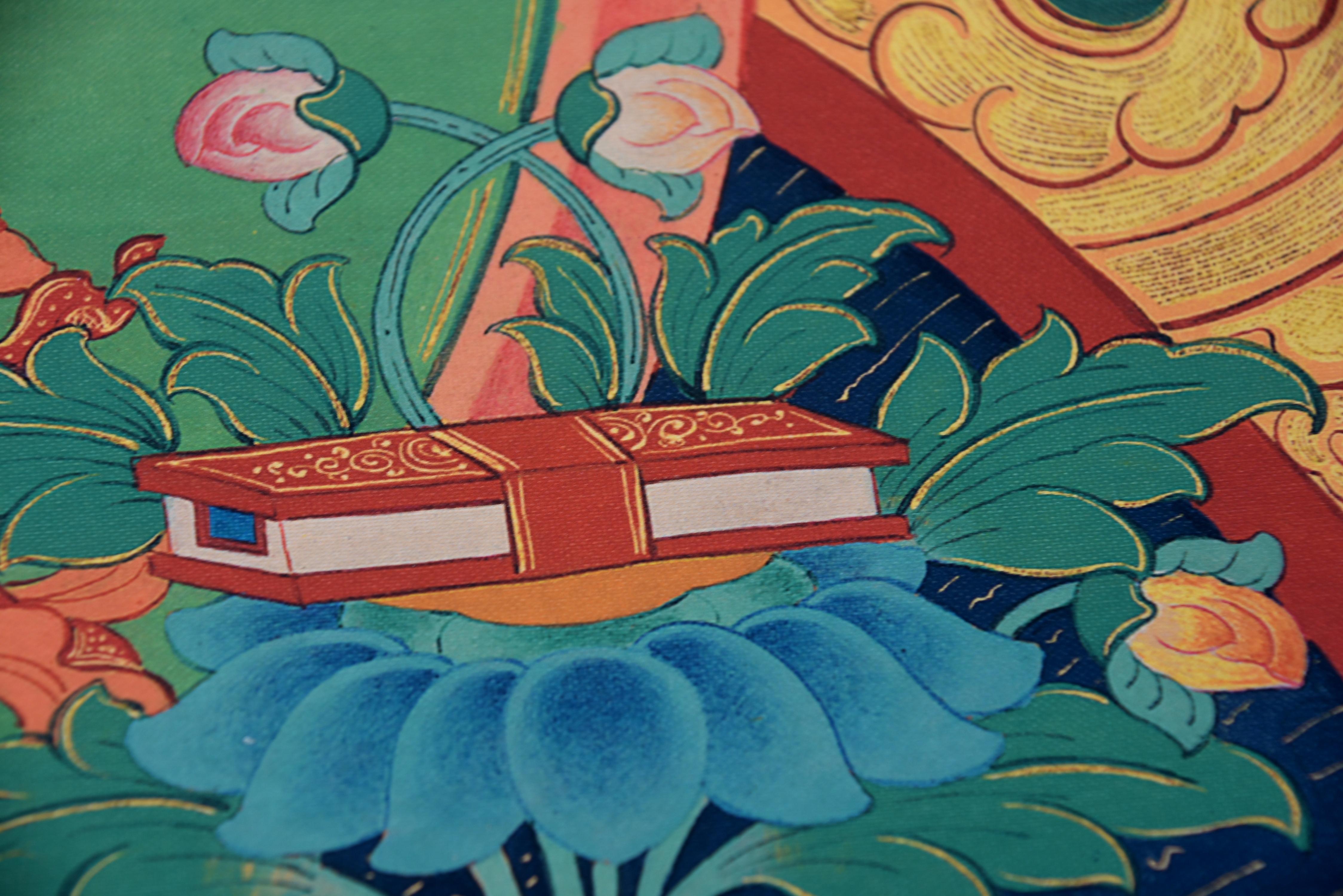 Vintage Tibetan Thangka Manjushree on Linen 2