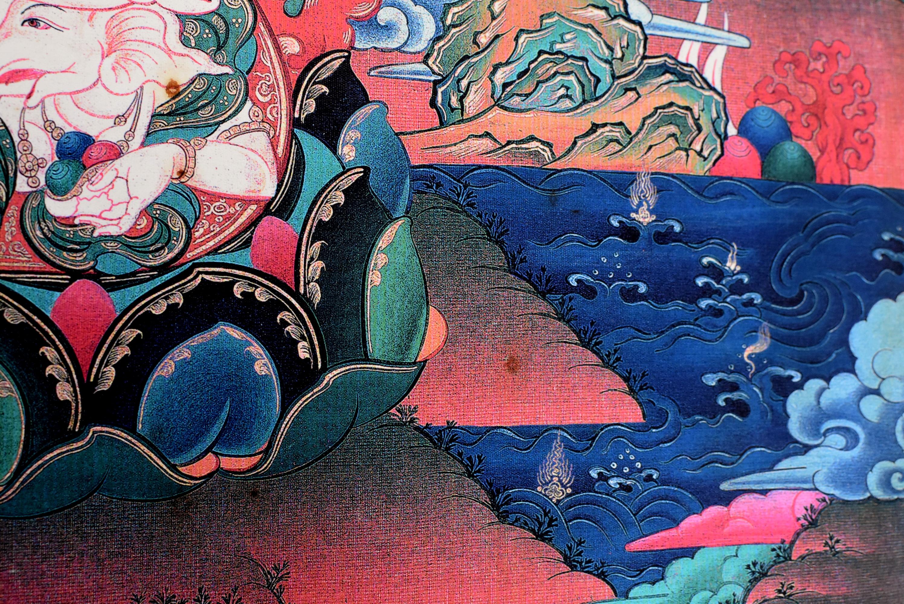 Vintage Tibetan Thangka Painting, Protection God Hayagriva Thanka 7