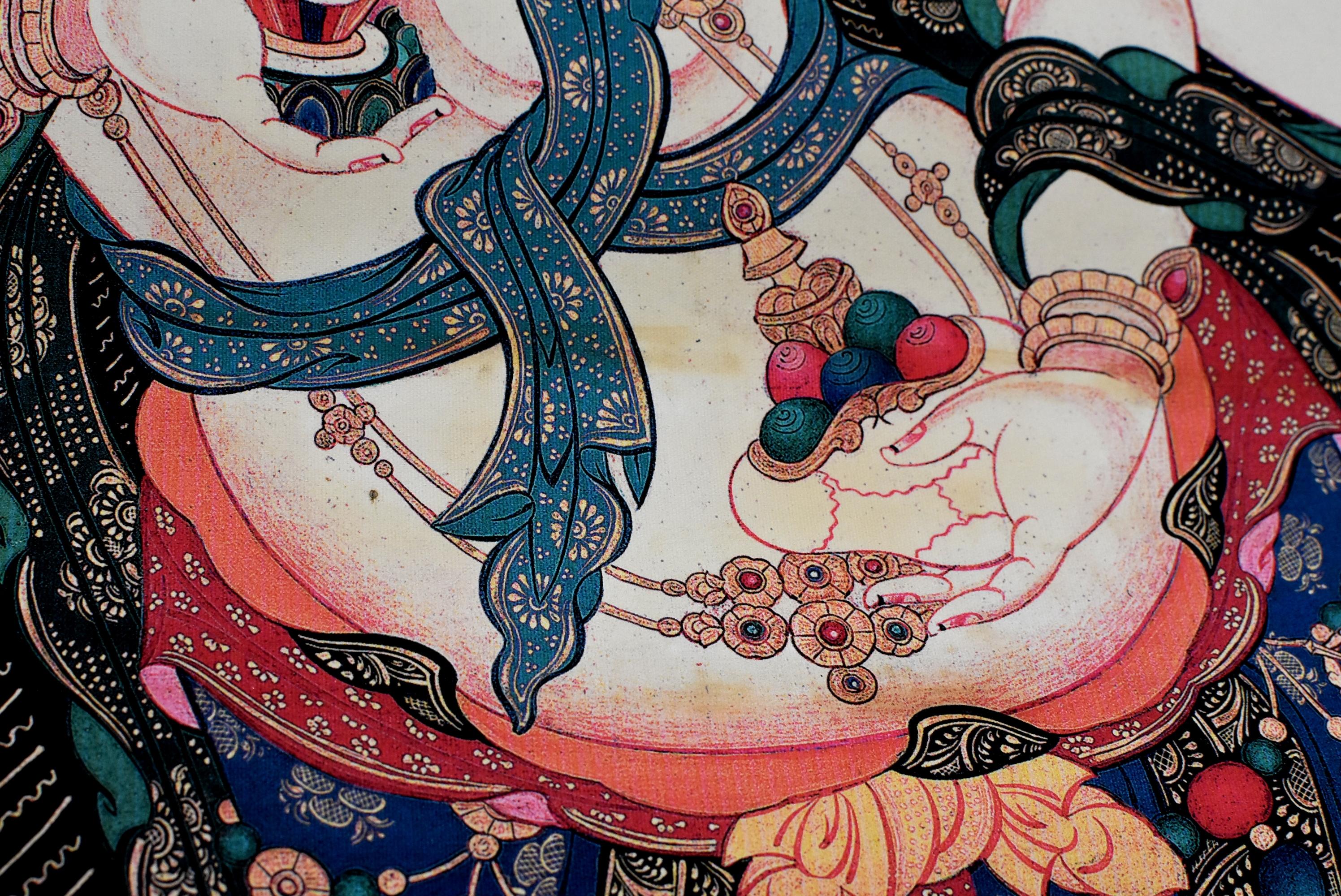 Vintage Tibetan Thangka Painting, Protection God Hayagriva Thanka 8